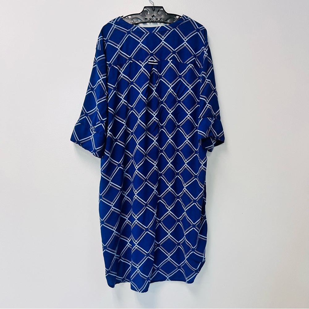 Women’s Blue Plaid Summer Dress XXL by Liz Clairborne High Low Sleepwear Gown